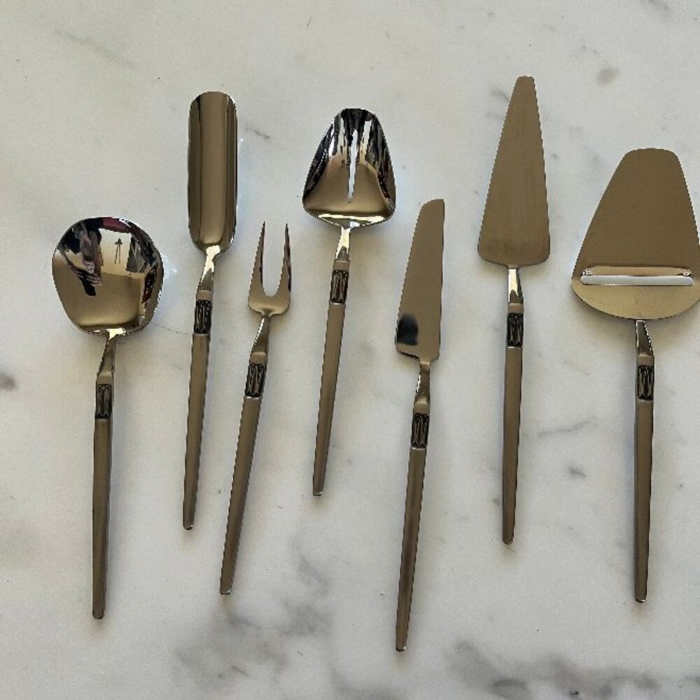 New Vintage 7 Piece Stainless Steel Imperial Snack Set